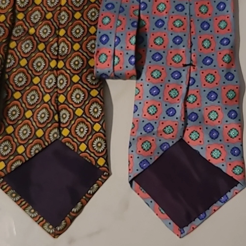 J. Crew Men's SILK Patterned Ties Multicolor Set (2) Career Professional Preppy